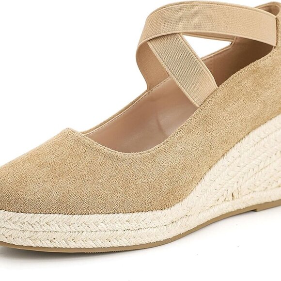 Shoes - Womens Espadrille Sandals Suede 6.5 Platform Wedge Casual Summer Comfort